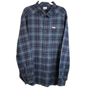 Columbia Shirt Men’s Size 2XLT Plaid Button Up Chest Pocket Cotton Blend Outdoor